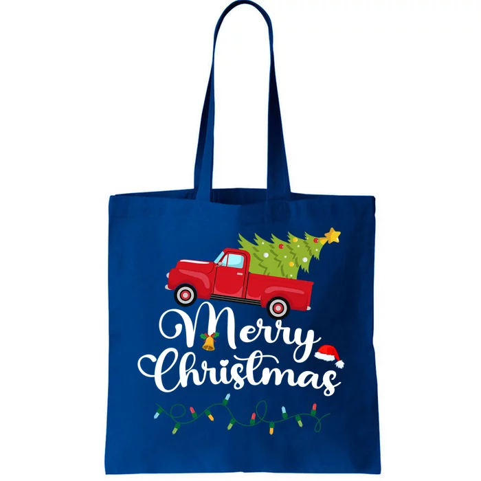 Merry Christmas With Truck Christmas Red Truck Gift Tote Bag