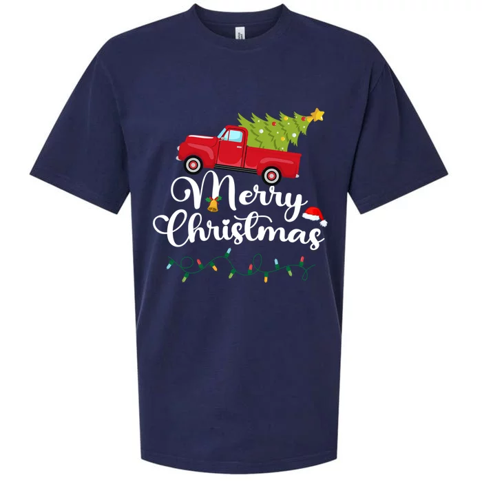 Merry Christmas With Truck Christmas Red Truck Gift Sueded Cloud Jersey T-Shirt