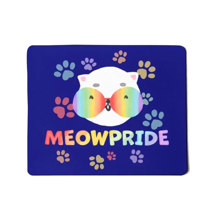 Meowpride Cat With Rainbow Sunglasses Lgbtqia + And Ally Gift Mousepad