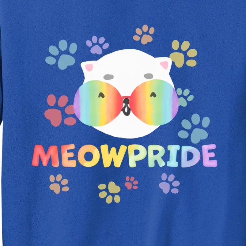 Meowpride Cat With Rainbow Sunglasses Lgbtqia + And Ally Gift Tall Sweatshirt