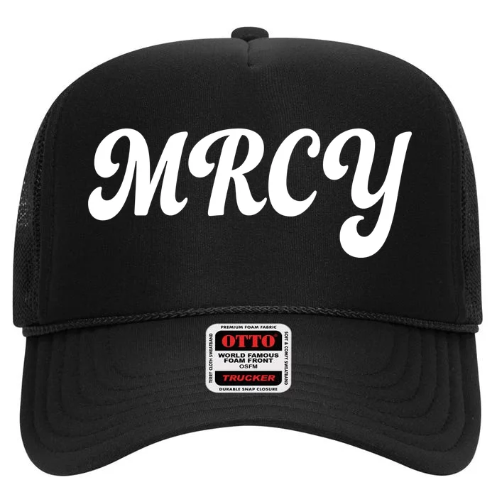 MRCY Christian Worship Shortened Word High Crown Mesh Trucker Hat