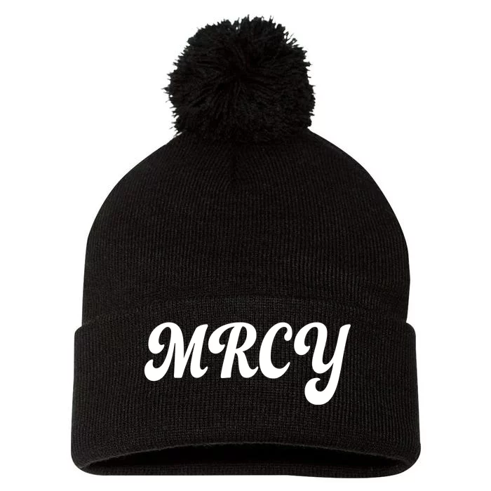 MRCY Christian Worship Shortened Word Pom Pom 12in Knit Beanie