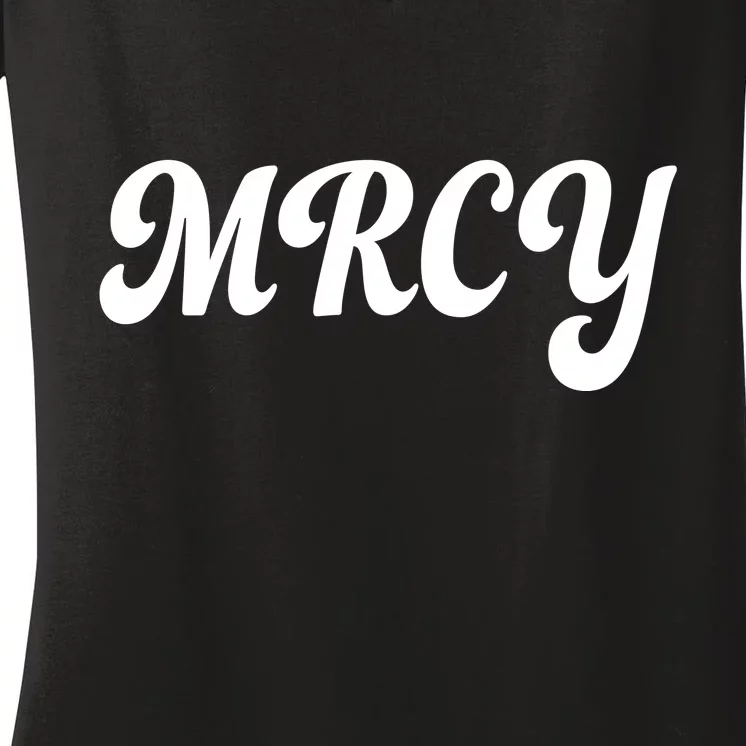 MRCY Christian Worship Shortened Word Women's V-Neck T-Shirt