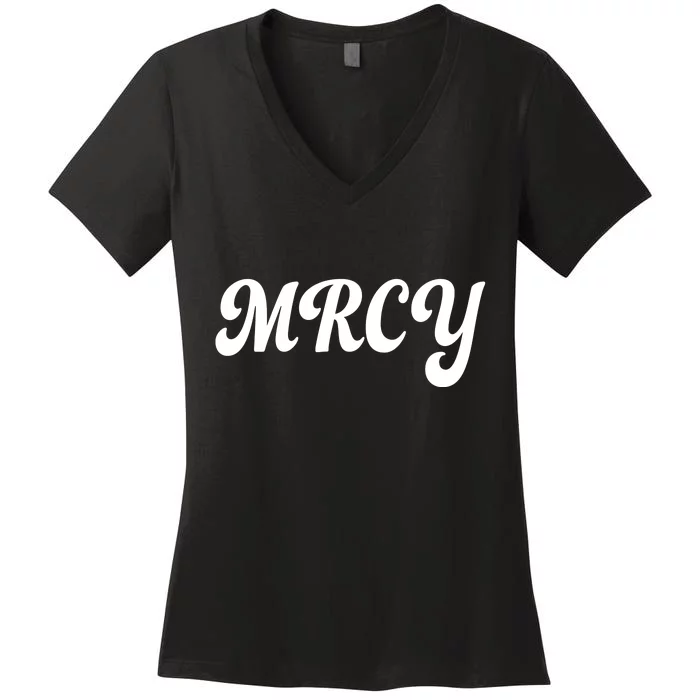 MRCY Christian Worship Shortened Word Women's V-Neck T-Shirt