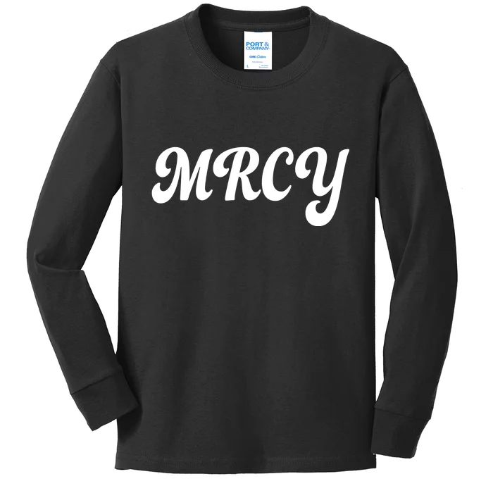 MRCY Christian Worship Shortened Word Kids Long Sleeve Shirt