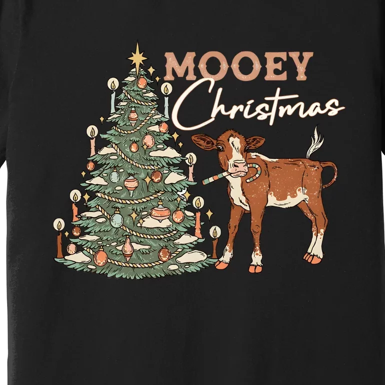 Mooey Christmas Western Christmas Holiday Season Premium T-Shirt