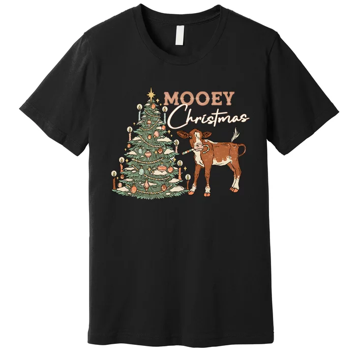 Mooey Christmas Western Christmas Holiday Season Premium T-Shirt