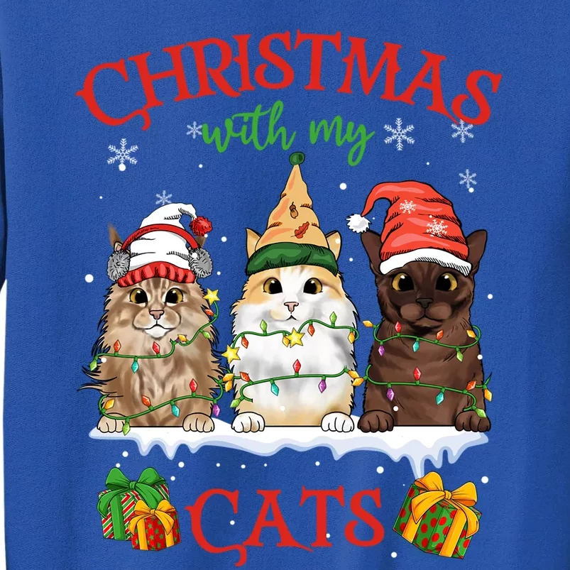 Meowy Christmas With My Cats Feline Fun Christmas Cat Gift Tall Sweatshirt