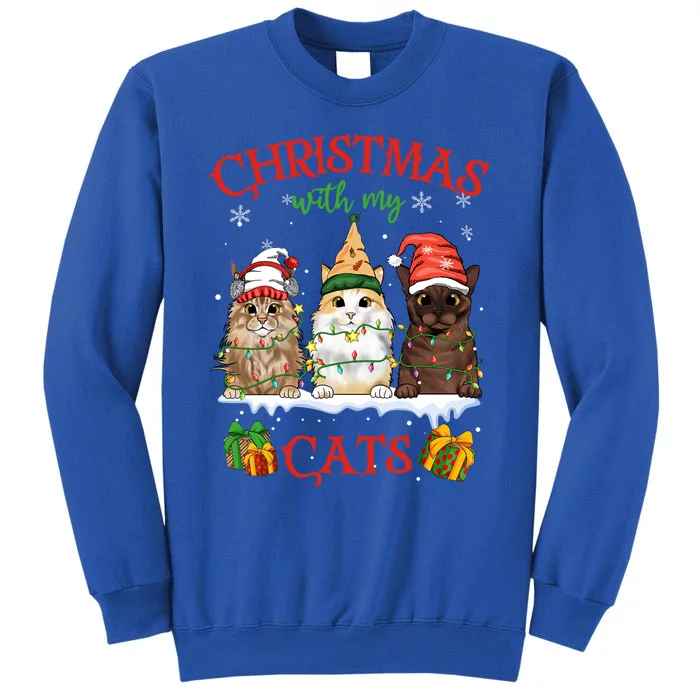 Meowy Christmas With My Cats Feline Fun Christmas Cat Gift Tall Sweatshirt