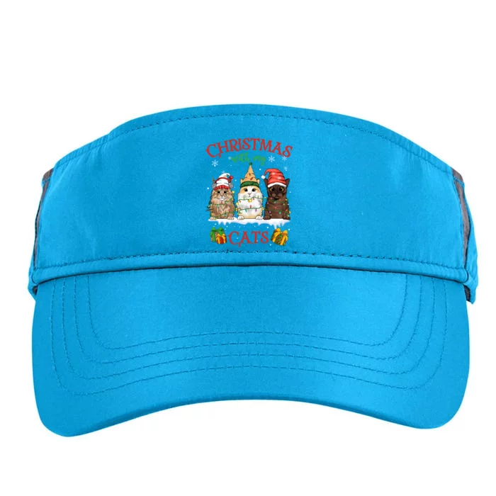 Meowy Christmas With My Cats Feline Fun Christmas Cat Gift Adult Drive Performance Visor