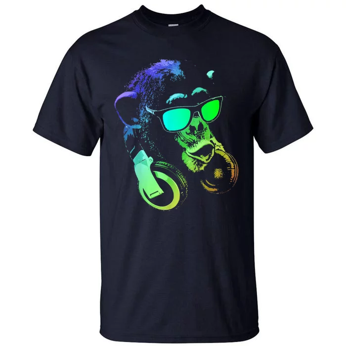 Monkey Chimp With Sunglasses And Headphones Tall T-Shirt