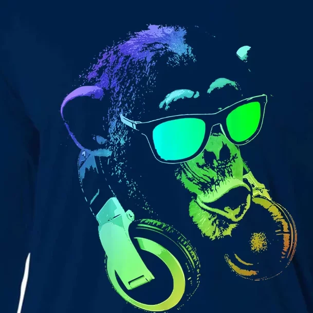 Monkey Chimp With Sunglasses And Headphones Cooling Performance Long Sleeve Crew