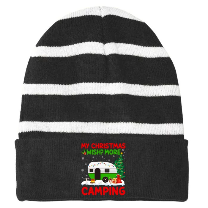 My Christmas Wish More Camping RV Christmas Tree Gift Striped Beanie with Solid Band