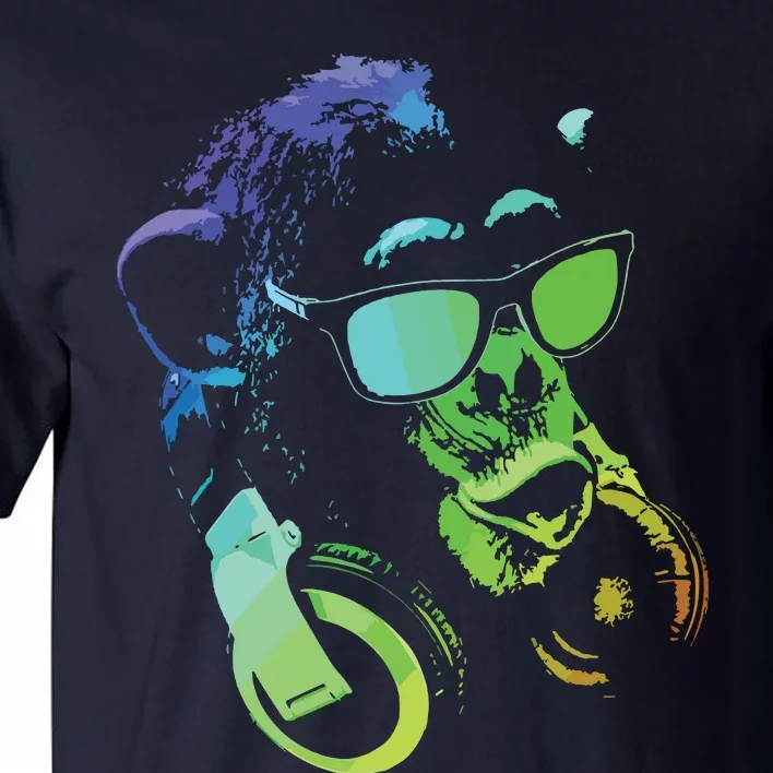 Monkey Chimp With Sunglasses And Headphones Tall T-Shirt