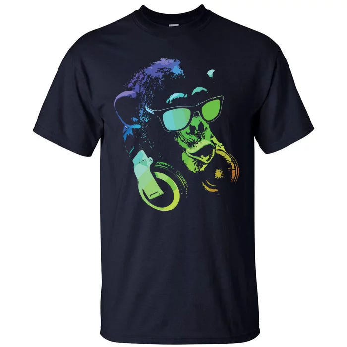 Monkey Chimp With Sunglasses And Headphones Tall T-Shirt