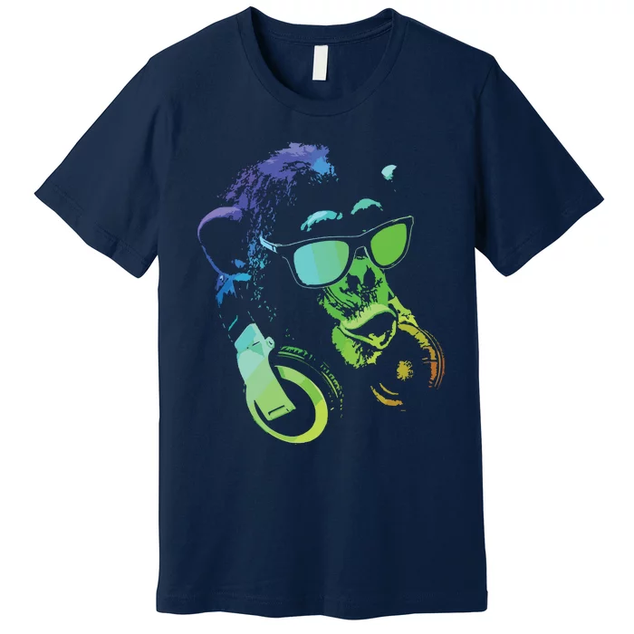 Monkey Chimp With Sunglasses And Headphones Premium T-Shirt