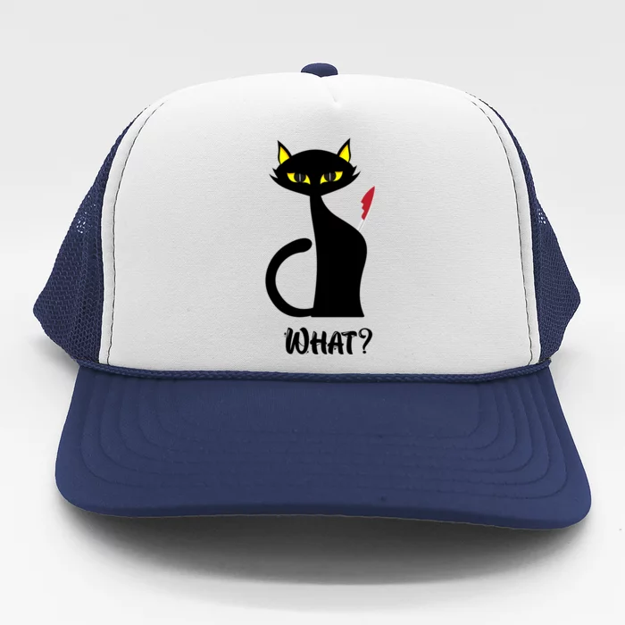 Murderous Cat With Knife Funny Black Cat What Gift Trucker Hat