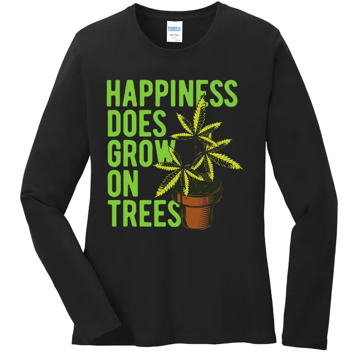 Marijuana Cannabis Weed Growing Grower trees Ladies Long Sleeve Shirt