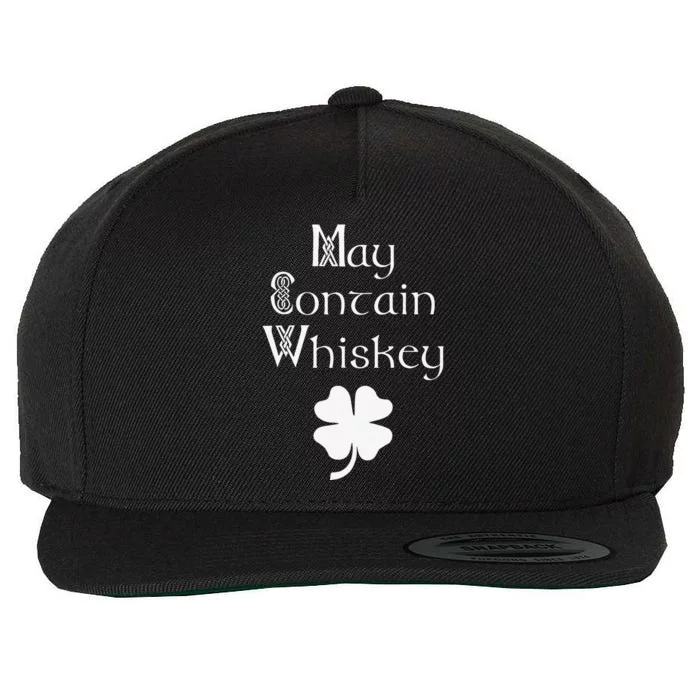 May Contain Whiskey Funny Irish Saint Patrick's Day Ireland Wool Snapback Cap