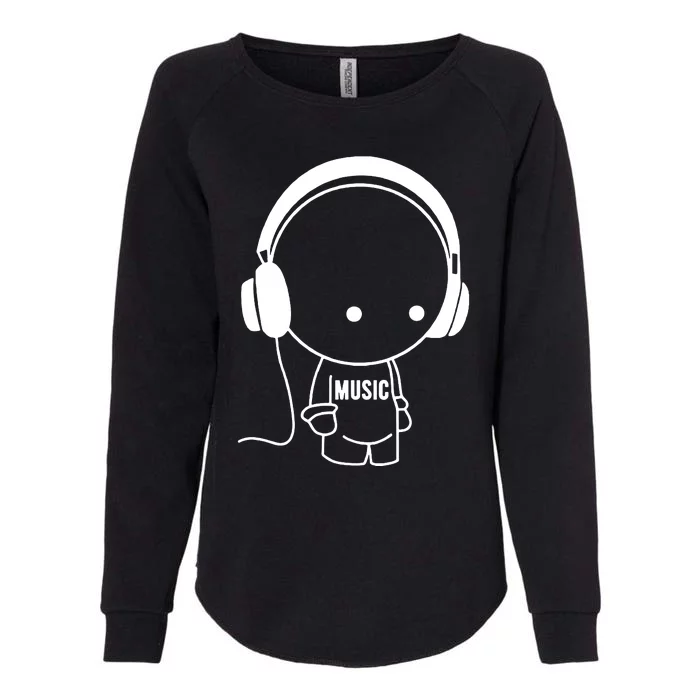 Music Character With Headphones Womens California Wash Sweatshirt