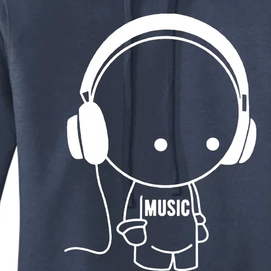 Music Character With Headphones Women's Pullover Hoodie