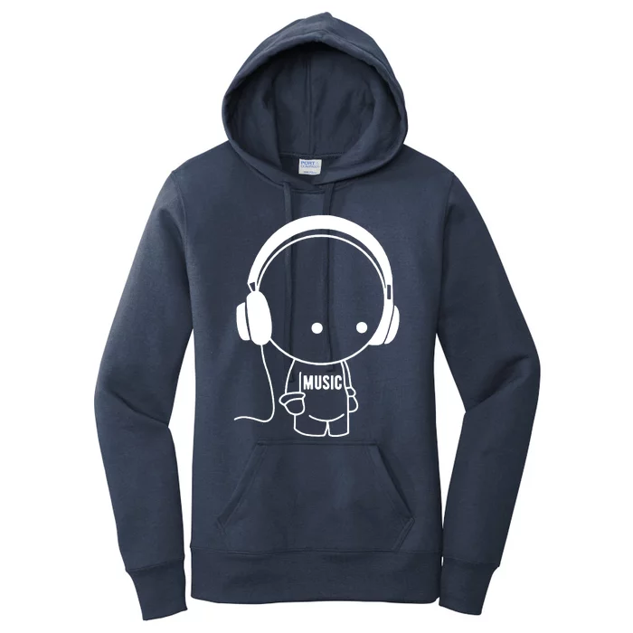 Music Character With Headphones Women's Pullover Hoodie