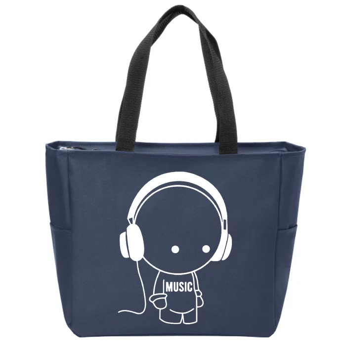 Music Character With Headphones Zip Tote Bag