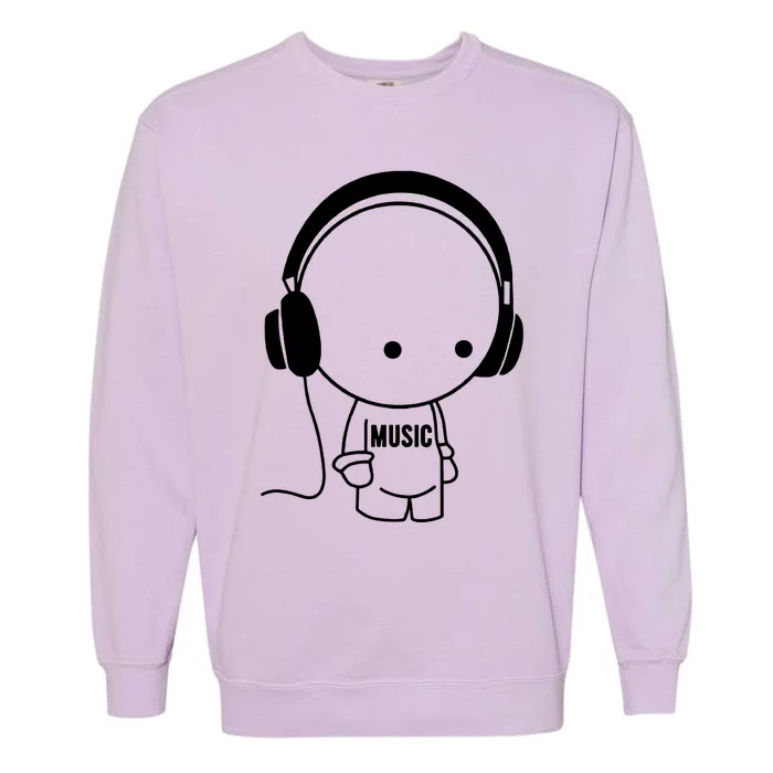 Music Character With Headphones Garment-Dyed Sweatshirt