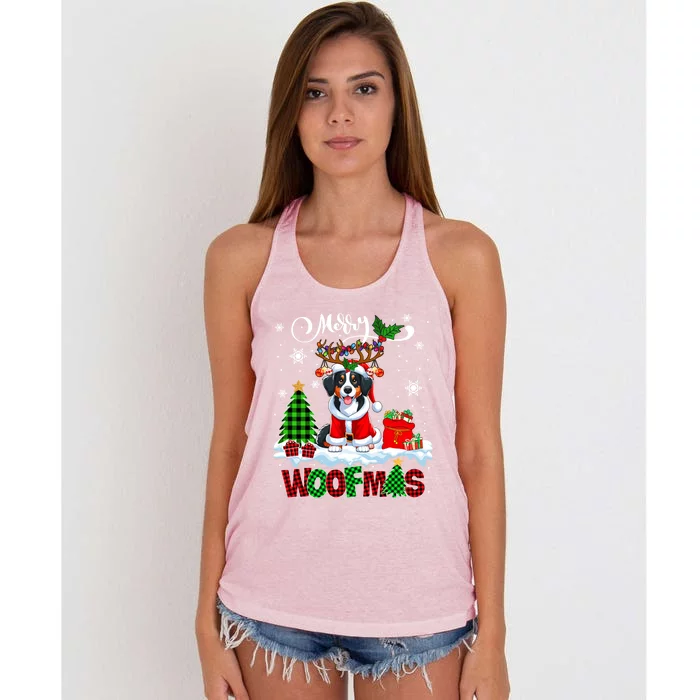 Merry Christmas Woof Appenzeller Sennenhund Cosplay Santa Cute Gift Women's Knotted Racerback Tank