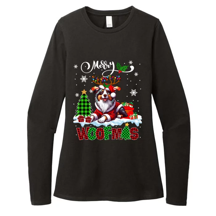 Merry Christmas Woof Australian Shepherd Cosplay Santa Cute Gift Womens CVC Long Sleeve Shirt