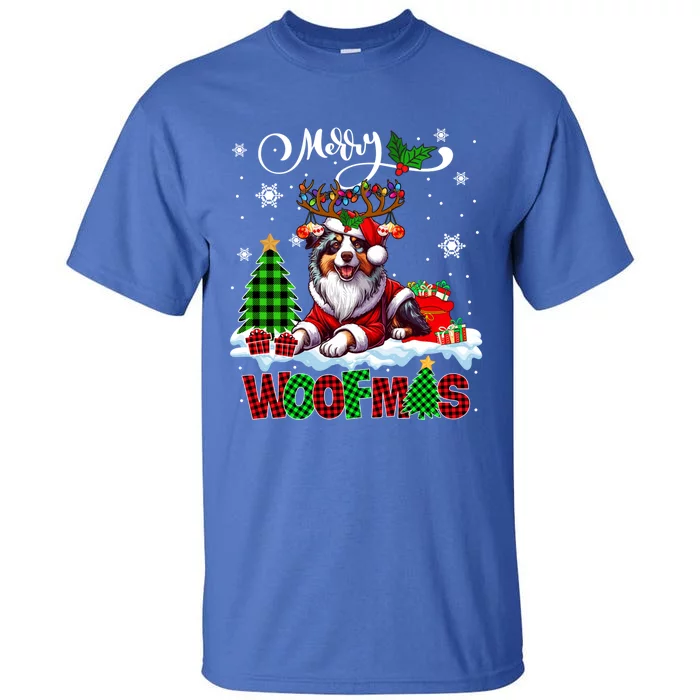 Merry Christmas Woof Australian Shepherd Cosplay Santa Cute Gift Tall T-Shirt