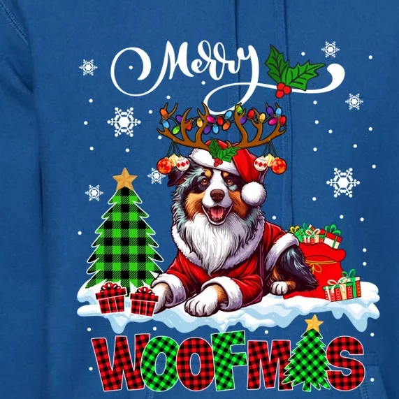 Merry Christmas Woof Australian Shepherd Cosplay Santa Cute Gift Premium Hoodie