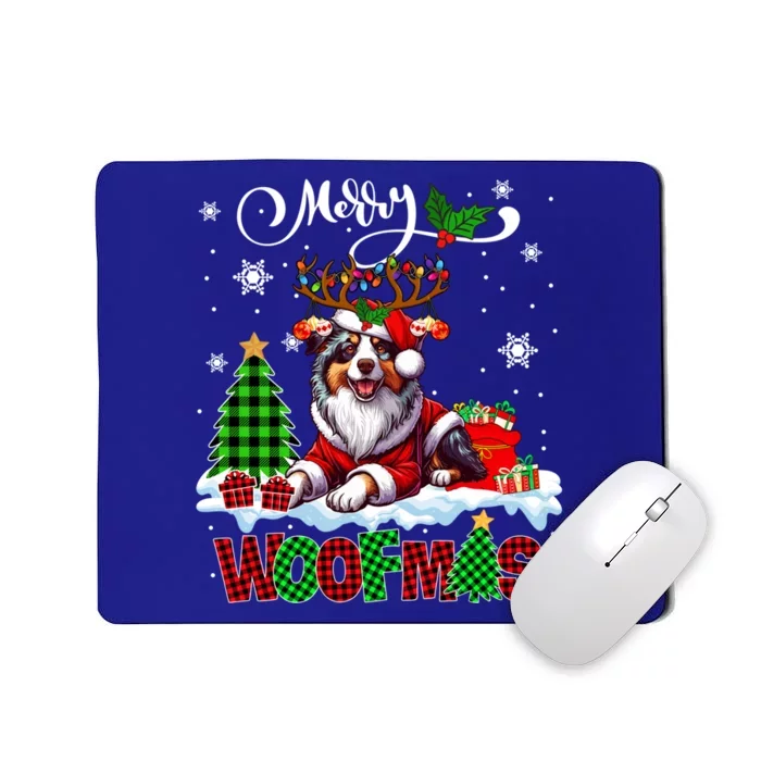 Merry Christmas Woof Australian Shepherd Cosplay Santa Cute Gift Mousepad