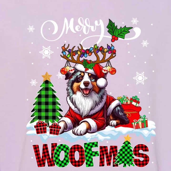 Merry Christmas Woof Australian Shepherd Cosplay Santa Cute Gift Garment-Dyed Sweatshirt