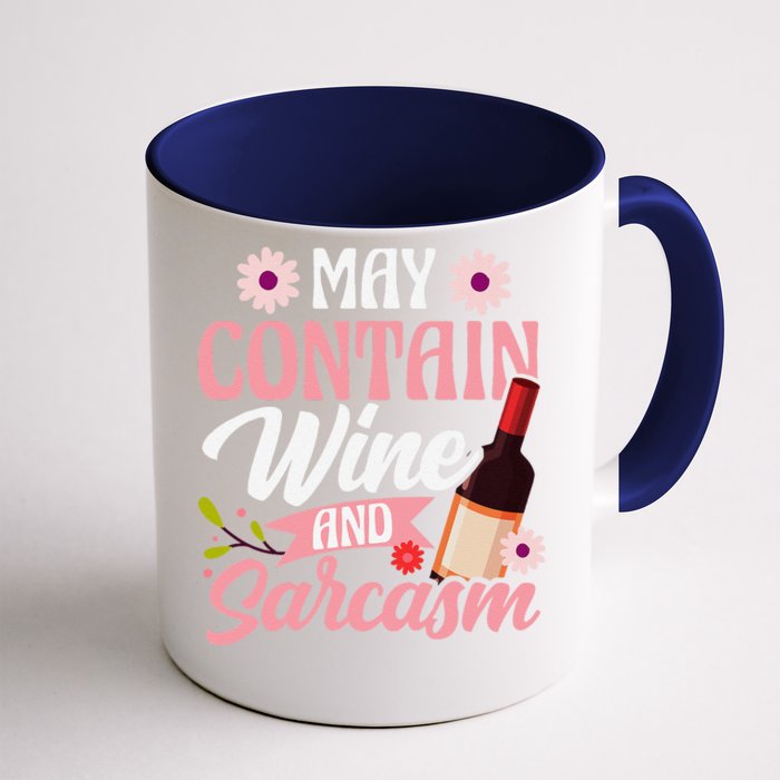 May Contain Wine And Sarcasm Mama Grandma Grandmother Aunt Front & Back Coffee Mug