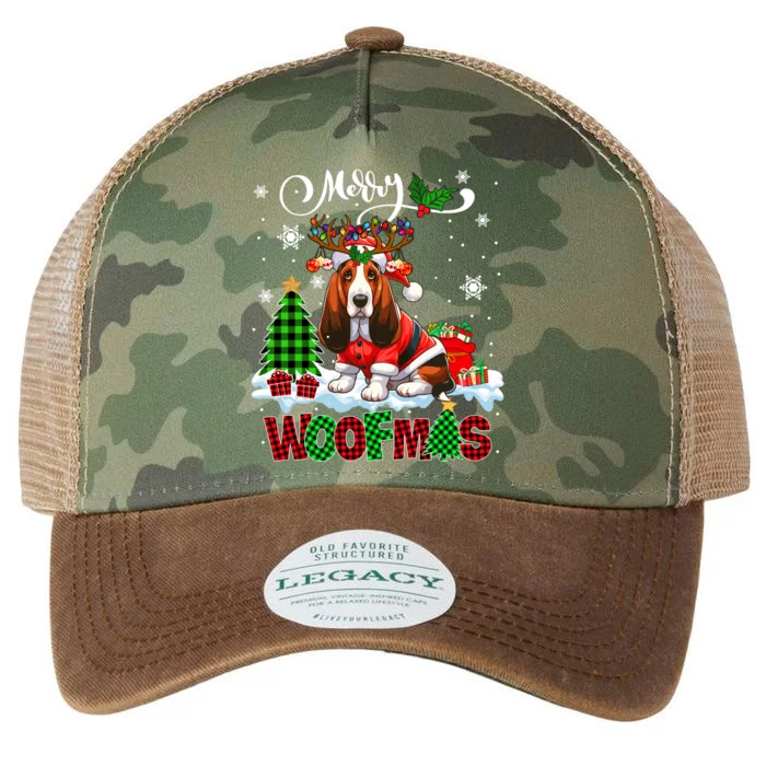 Merry Christmas Woof Basset Hound Cosplay Santa Reindeer Gift Legacy Tie Dye Trucker Hat