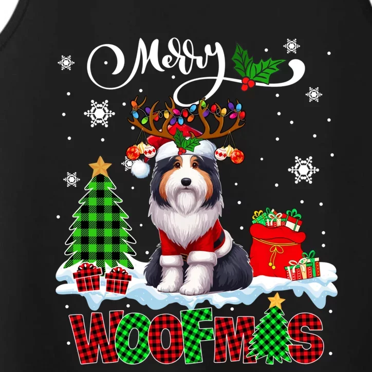 Merry Christmas Woof Bearded Collie Cosplay Santa Reindeer Gift Performance Tank