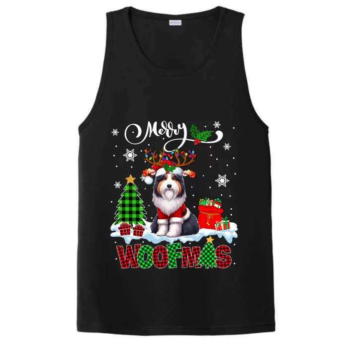 Merry Christmas Woof Bearded Collie Cosplay Santa Reindeer Gift Performance Tank