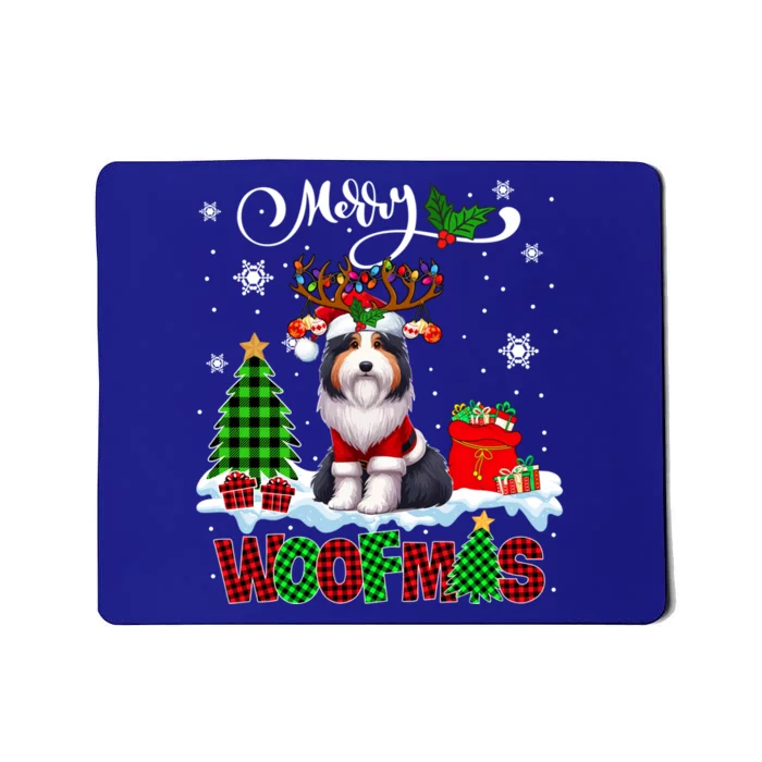 Merry Christmas Woof Bearded Collie Cosplay Santa Reindeer Gift Mousepad