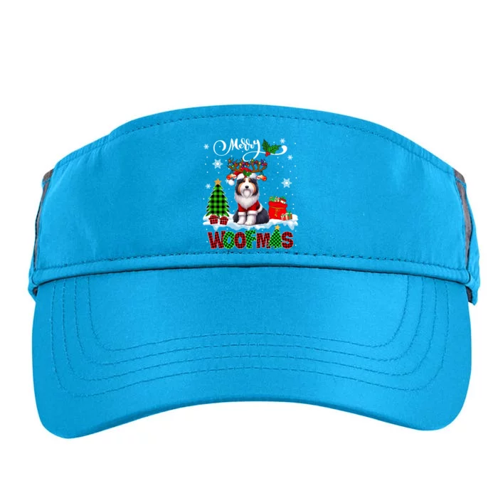 Merry Christmas Woof Bearded Collie Cosplay Santa Reindeer Gift Adult Drive Performance Visor