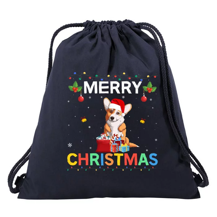 Merry Christmas Welsh Corgi Lovers Group Xmas Holiday Party Cute Gift Drawstring Bag