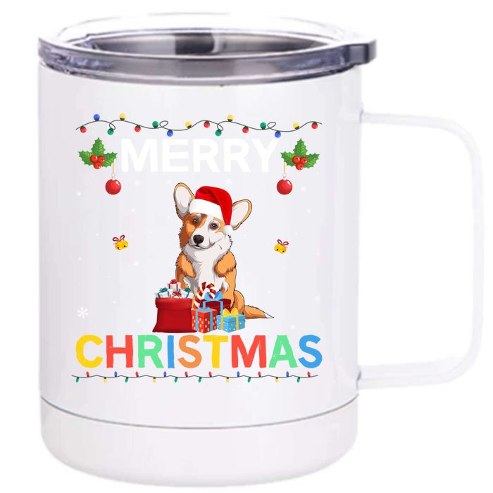 Merry Christmas Welsh Corgi Lovers Group Xmas Holiday Party Cute Gift Front & Back 12oz Stainless Steel Tumbler Cup