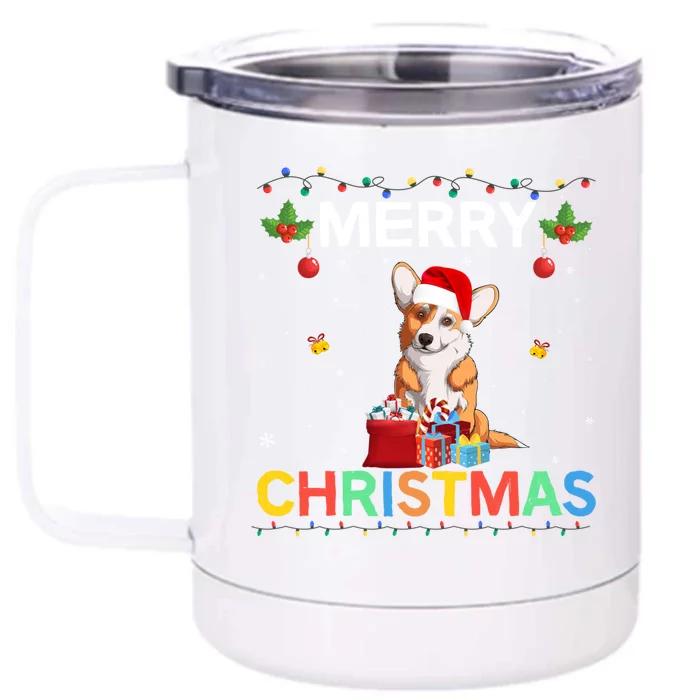 Merry Christmas Welsh Corgi Lovers Group Xmas Holiday Party Cute Gift Front & Back 12oz Stainless Steel Tumbler Cup