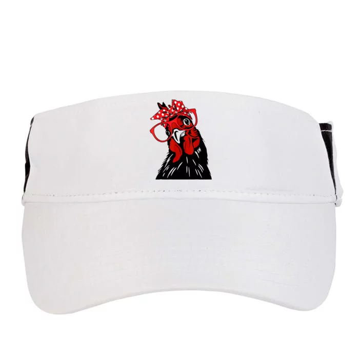 Mother Chicken With Bandana Headband And Glasses Adult Drive Performance Visor