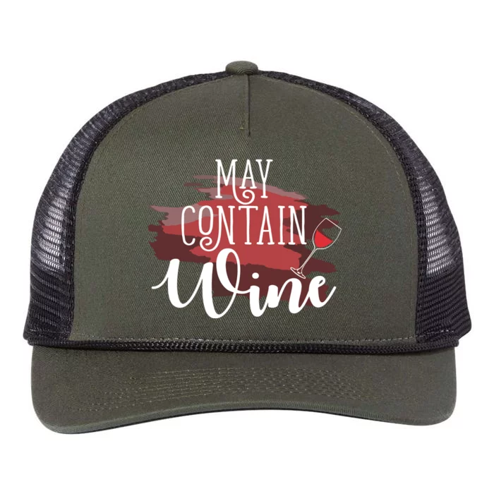 May Contain Wine Drinking Wine Retro Rope Trucker Hat Cap