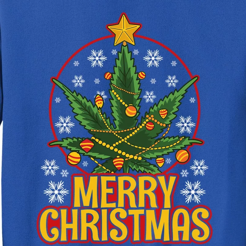 Merry Christmas Weed Marijuana Leaf Christmas Tree Pot Leaf Gift Tall Sweatshirt