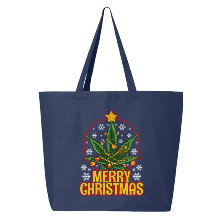 Merry Christmas Weed Marijuana Leaf Christmas Tree Pot Leaf Gift 25L Jumbo Tote