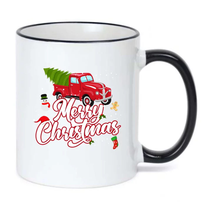 Merry Christmas With Truck Gift Black Color Changing Mug