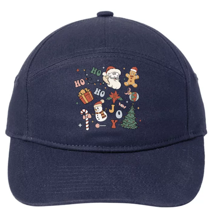 Merry Christmas With Christmas Doodles Family Xmas Matching Gift 7-Panel Snapback Hat