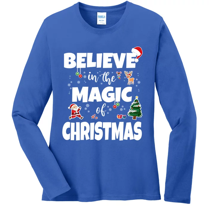 Merry Christmas With Believe In The Magic Of Christmas Meaningful Gift Ladies Long Sleeve Shirt